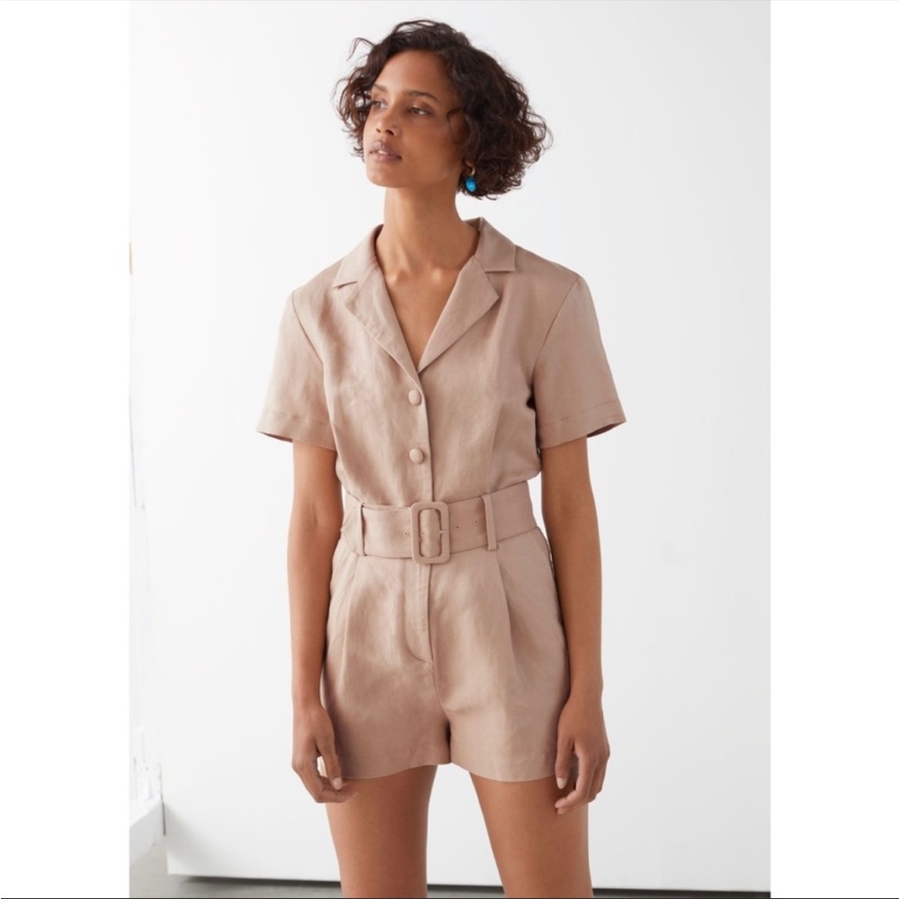 & Other Stories Belted Utility Linen Romper